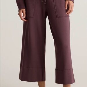 Quince Women’s SuperSoft Fleece Cropped Wide Leg Pants | Brown Sz XL Minimalist